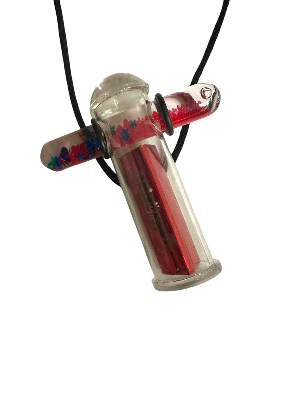 Magic Wand Mini Red Kaleidoscope Necklace On Black Cord